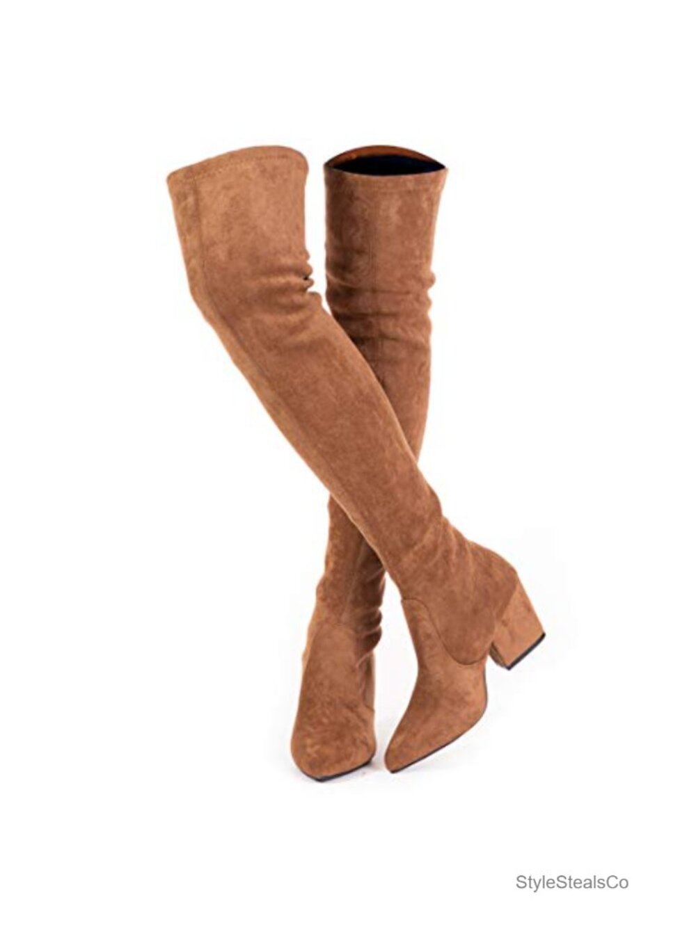 Over The Knee Thigh High Boots Block Heel Faux Suede
